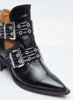Chunky Buckle Open Cut Boots>GANNI New