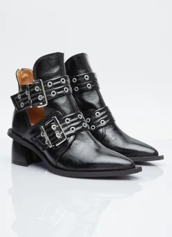 Chunky Buckle Open Cut Boots></noscript>GANNI New