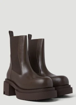 Men Rick Owens Boots^Chunky Sole Leather Ankle Boots