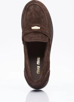 Coin Plaque Suede Loafers></noscript>Miu Miu New