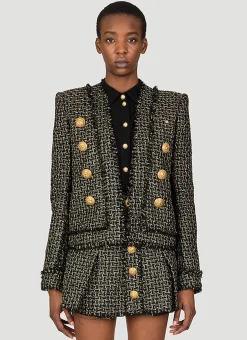 Collarless Tweed Blazer>Balmain Discount