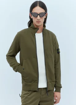 Men Stone Island Sweatshirts^Compass Patch Zip-Up Sweatshirt
