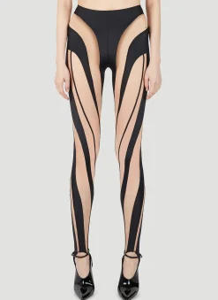 Contrast Cut Out Panel Leggings>Mugler Hot