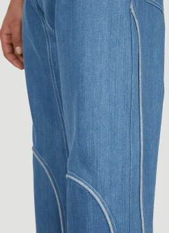 Contrast Piping Jeans><noscript><img width=