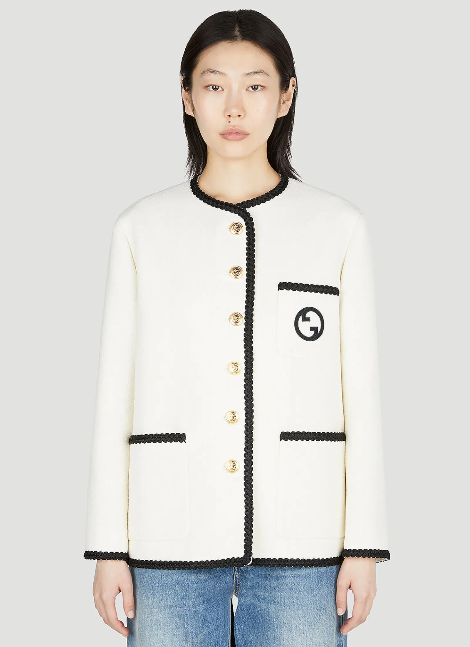 Contrast Trim Jacket>Gucci