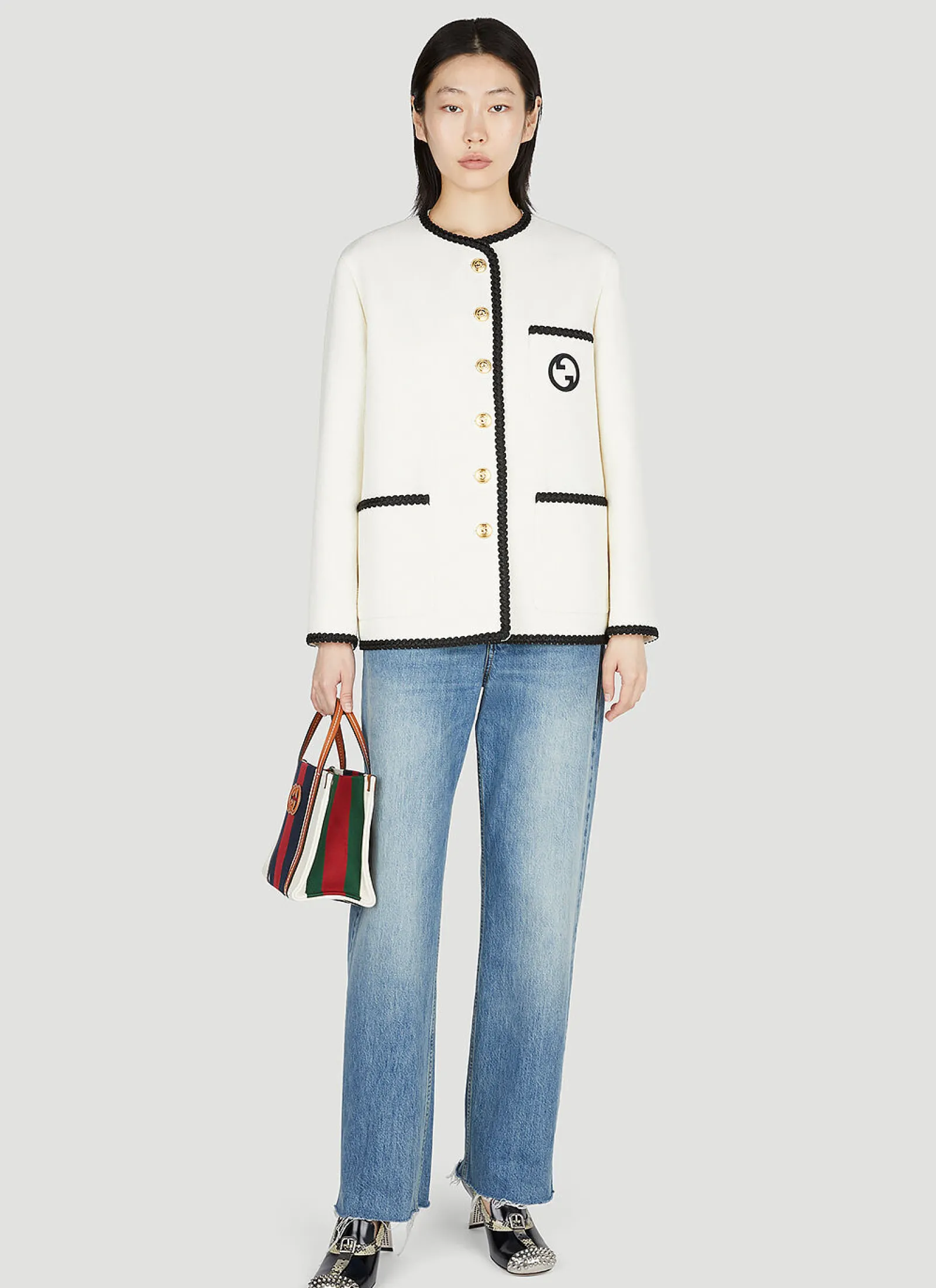 Contrast Trim Jacket>Gucci