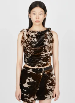 Cowl-Neck Velvet Cow Print Top>Acne Studios Clearance