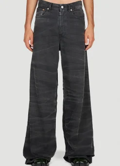 Men MM6 Maison Margiela Jeans^Crease Effect Wide Leg Jeans