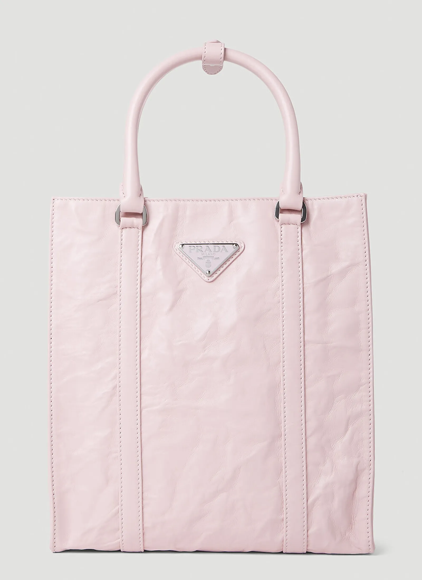 Crinkled Leather Tote Bag>Prada Discount