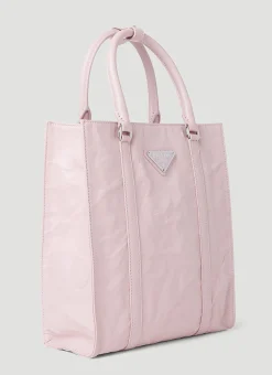Crinkled Leather Tote Bag>Prada Discount