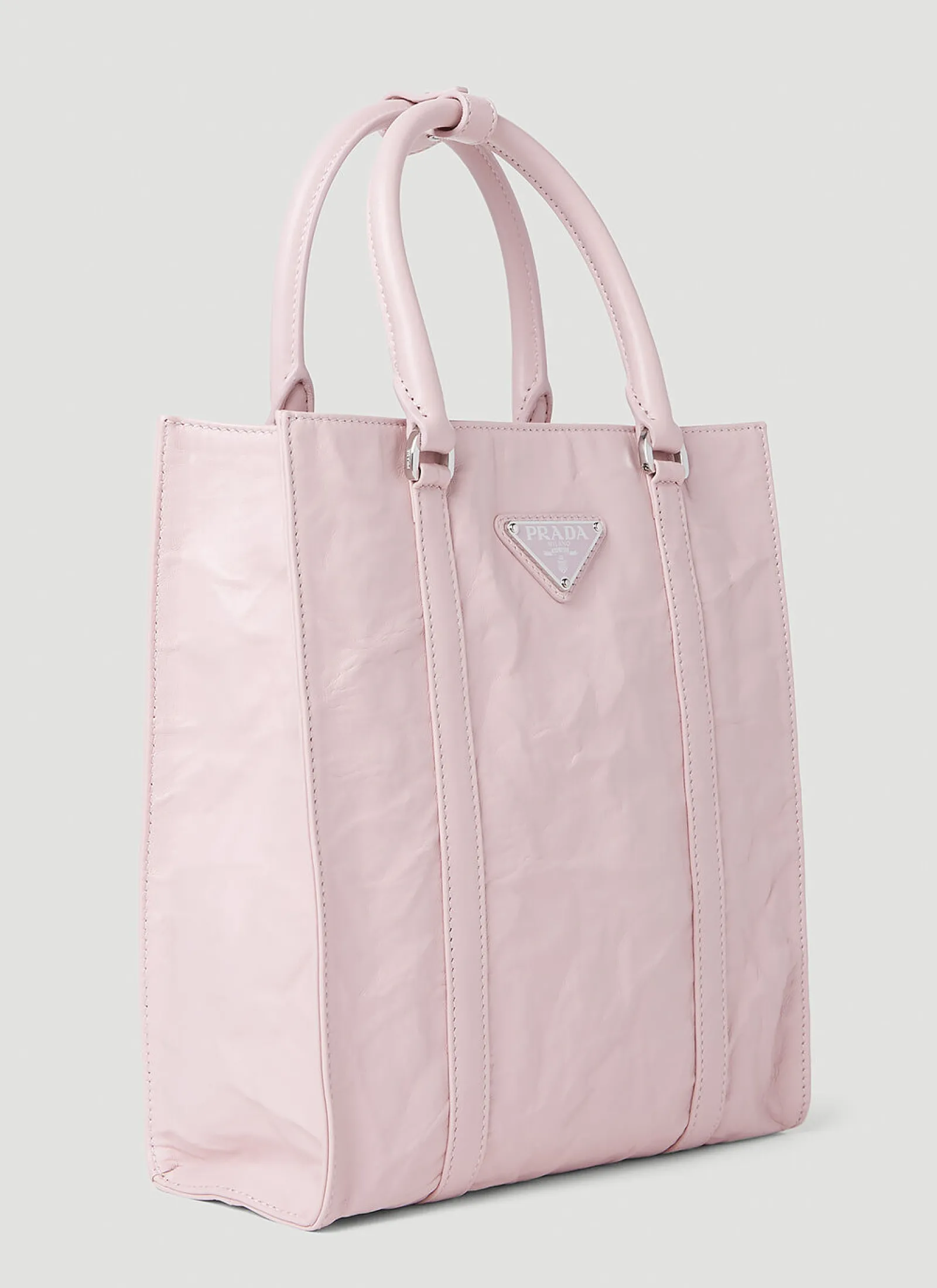 Crinkled Leather Tote Bag>Prada Discount