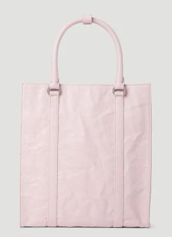 Crinkled Leather Tote Bag><noscript><img width=