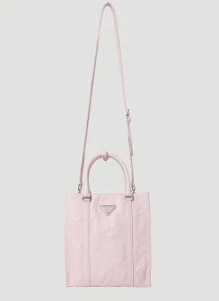 Crinkled Leather Tote Bag><noscript><img width=