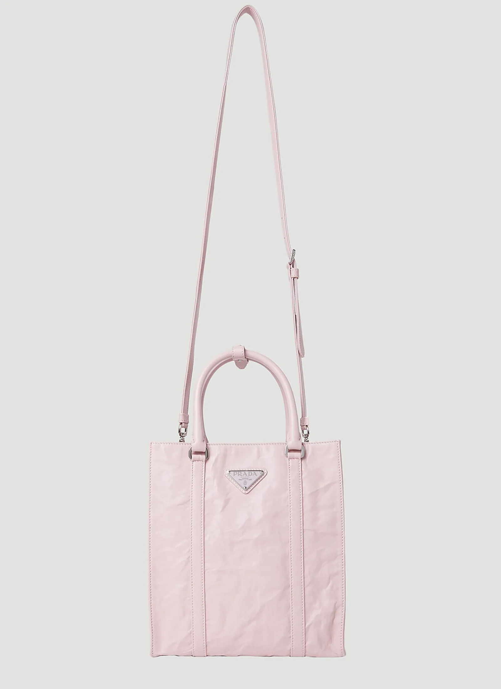 Crinkled Leather Tote Bag>Prada Discount