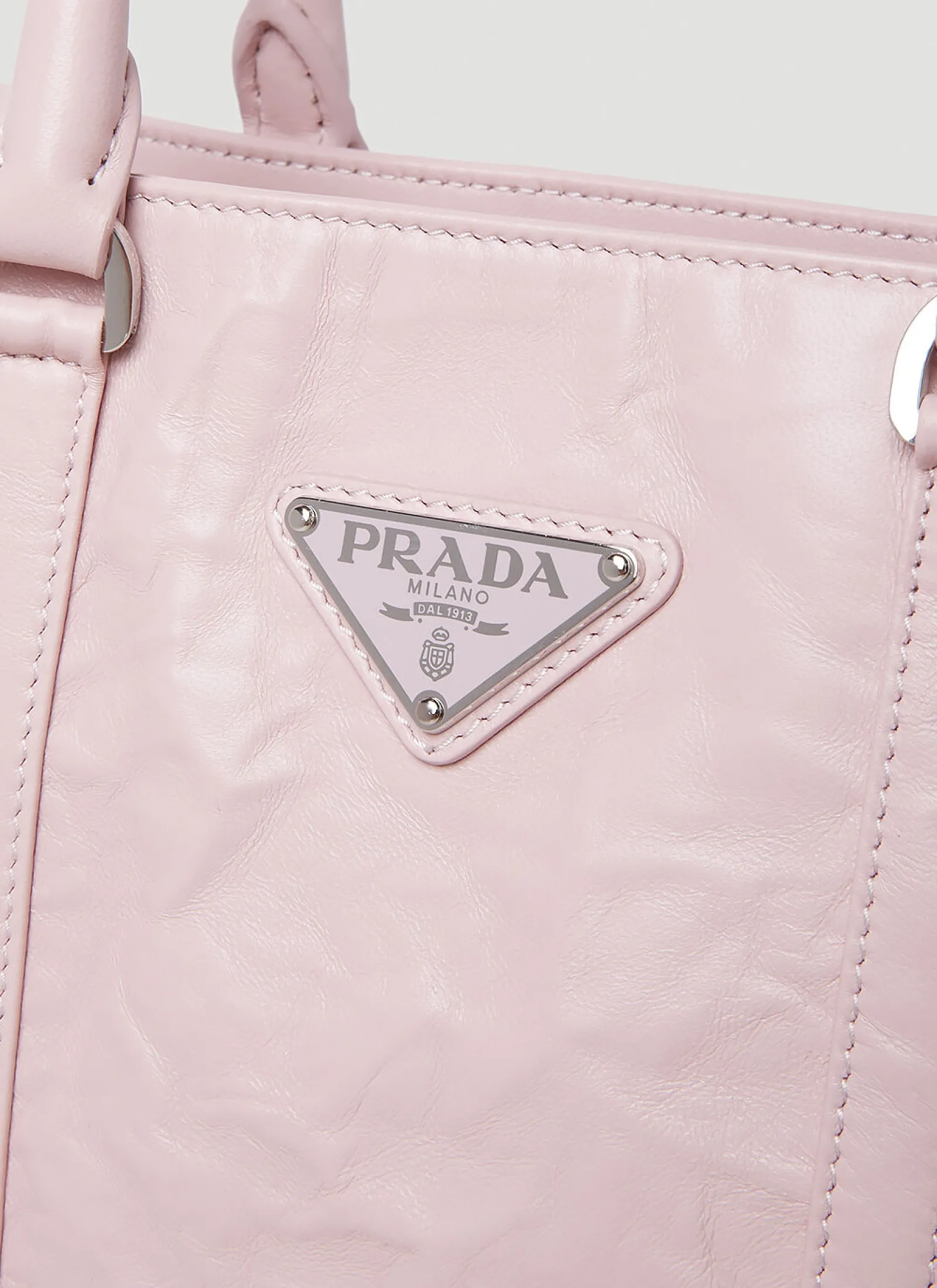 Crinkled Leather Tote Bag>Prada Discount