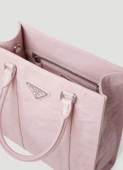 Crinkled Leather Tote Bag><noscript><img width=