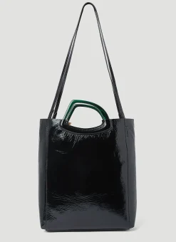 Crinkled Leather Tote Bag><noscript><img width=