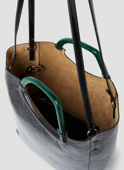 Crinkled Leather Tote Bag><noscript><img width=