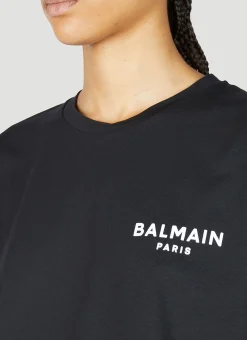 Cropped Logo Print T-Shirt></noscript>Balmain Discount