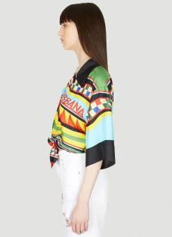 Cropped Stripe Print Silk Shirt></noscript>Dolce & Gabbana Discount