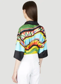 Cropped Stripe Print Silk Shirt></noscript>Dolce & Gabbana Discount