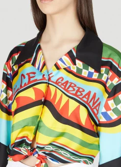 Cropped Stripe Print Silk Shirt></noscript>Dolce & Gabbana Discount