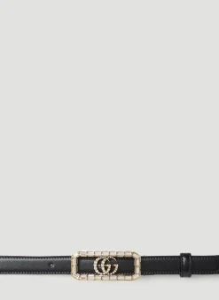 Men Gucci Belts^Crystal Double G Buckle Belt