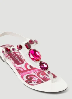 Crystal Embellished Majolica Sandals><noscript><img width=