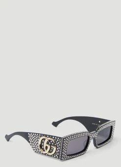 Men Gucci Sunglasses^Crystal Embellished Rectangular Sunglasses