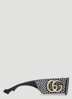 Men Gucci Sunglasses^Crystal Embellished Rectangular Sunglasses