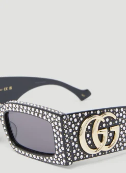 Men Gucci Sunglasses^Crystal Embellished Rectangular Sunglasses