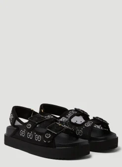 Crystal Jacquard Platform Sandals>Gucci