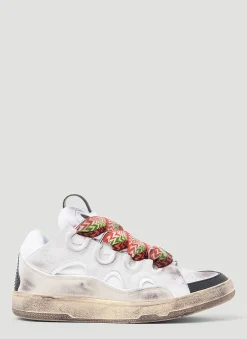 Men Lanvin Sneakers^Curb Leather And Glitter Sneakers