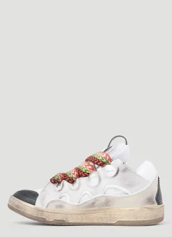 Men Lanvin Sneakers^Curb Leather And Glitter Sneakers