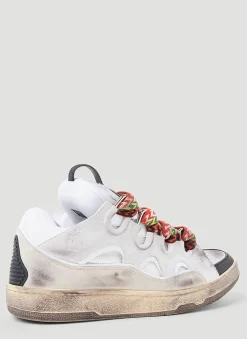 Men Lanvin Sneakers^Curb Leather And Glitter Sneakers