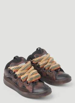 Men Lanvin Sneakers^Curb Leather And Glitter Sneakers