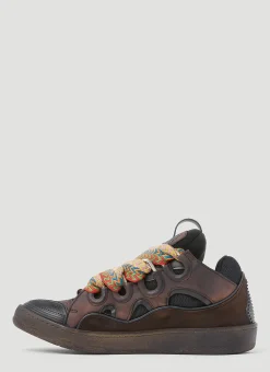 Men Lanvin Sneakers^Curb Leather And Glitter Sneakers