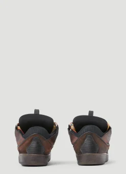 Men Lanvin Sneakers^Curb Leather And Glitter Sneakers