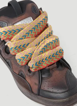 Men Lanvin Sneakers^Curb Leather And Glitter Sneakers