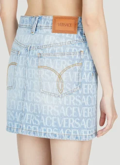 Denim Jacquard Mini Skirt></noscript>Versace Sale