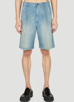 Men Gucci Shorts^Denim Pleated Shorts