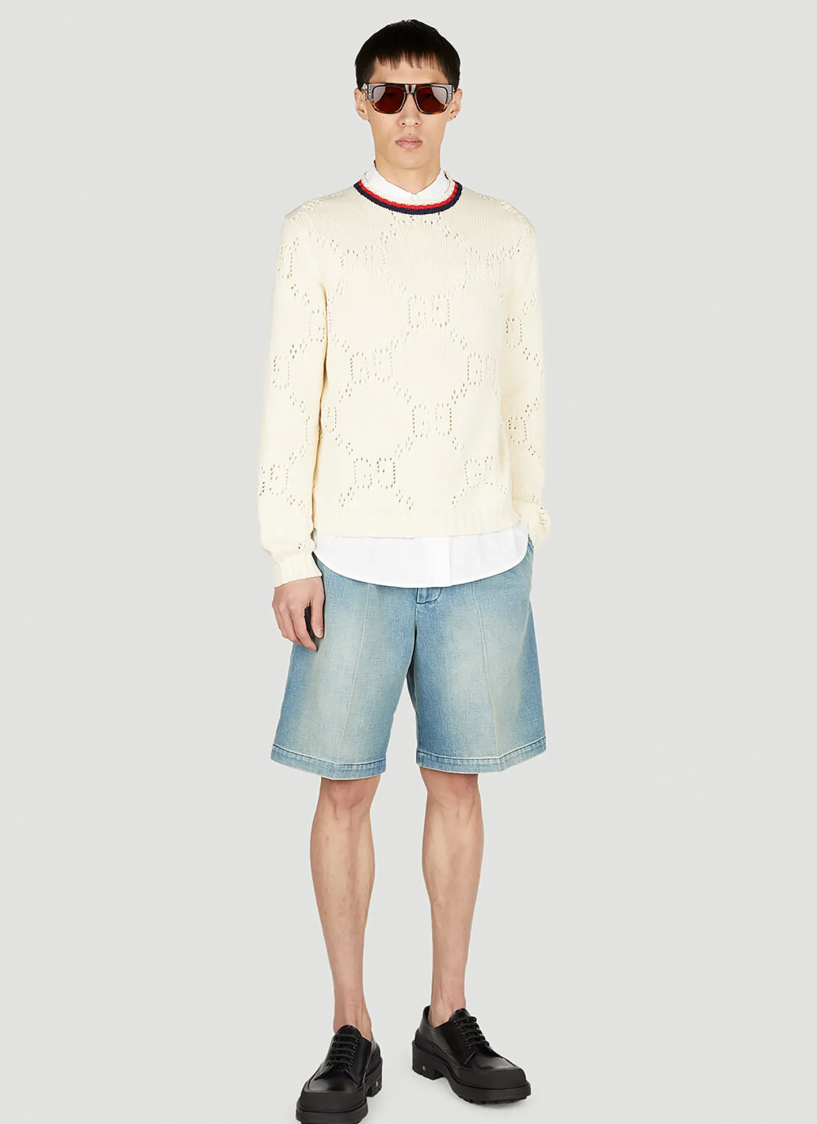 Men Gucci Shorts^Denim Pleated Shorts