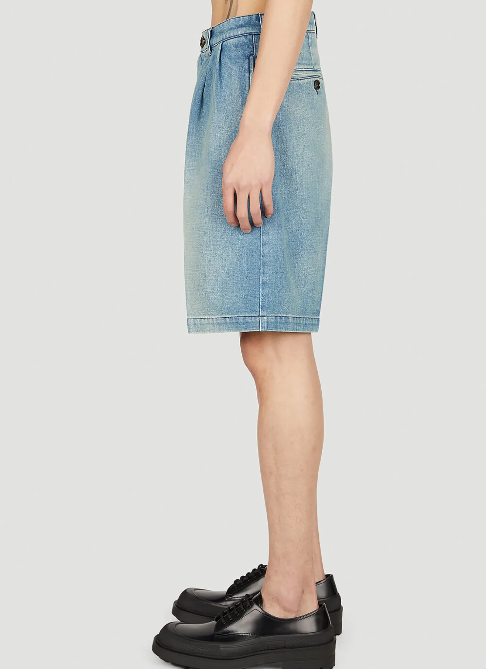 Men Gucci Shorts^Denim Pleated Shorts