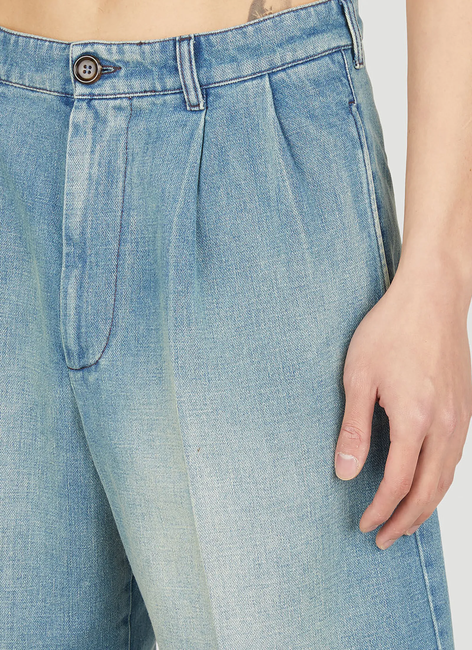 Men Gucci Shorts^Denim Pleated Shorts