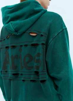 Men Aries Sweatshirts^Destroyed Temple Hooded Sweatshirt