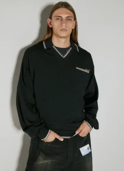 Men Maison Mihara Yasuhiro Polo Shirts^Distressed Knit Polo Shirt