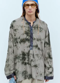 Men Acne Studios T-Shirts^Distressed Panel-Construction T-Shirt