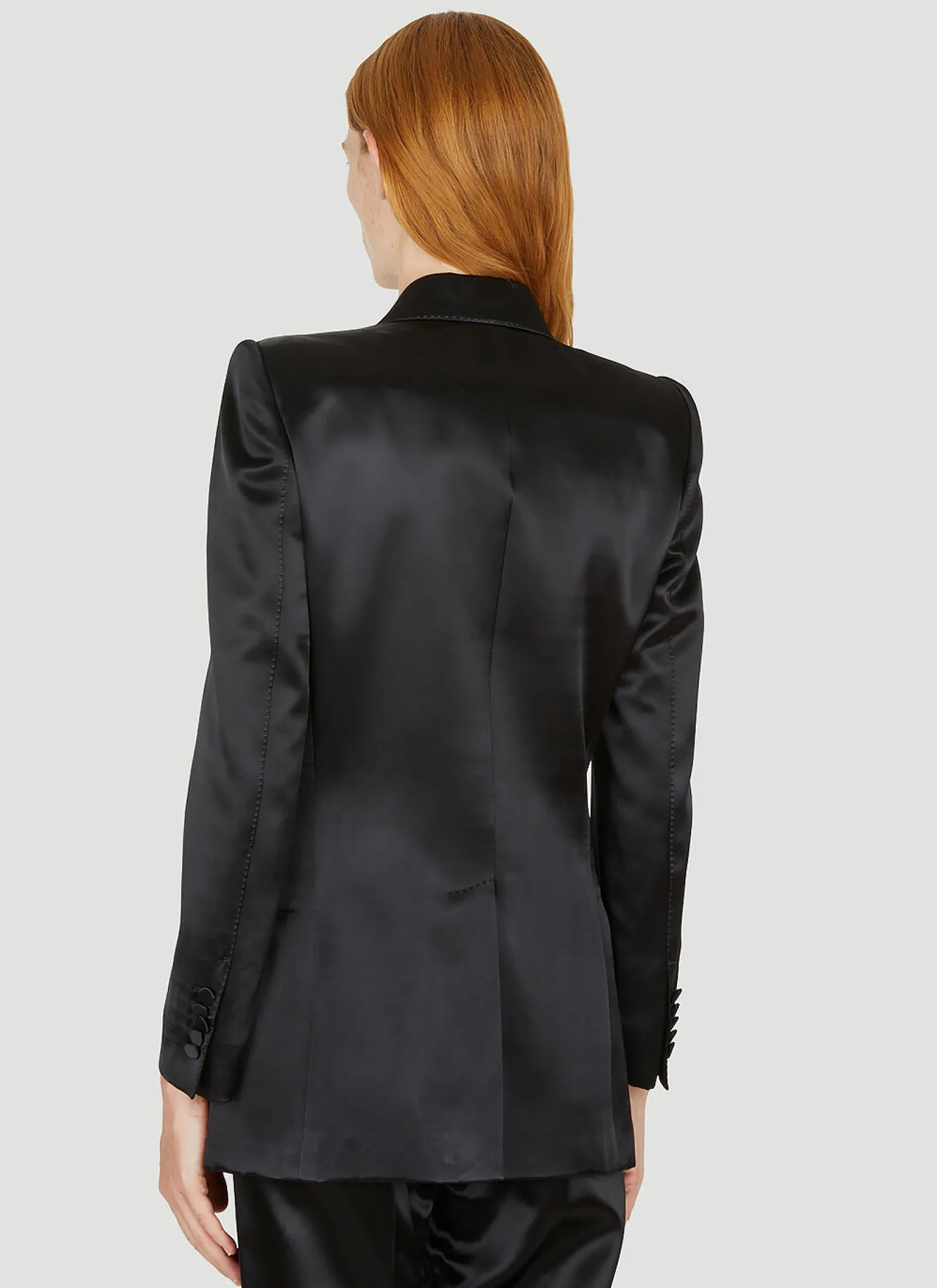 Double Breasted Satin Suit Blazer>Gucci