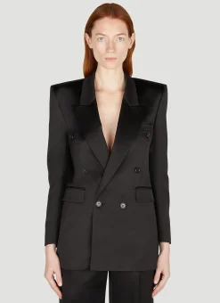 Double Breasted Silk Blazer>Saint Laurent Outlet
