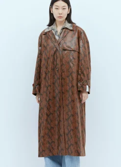 Double Layer Faux Snakeskin Embossed Coat>Rokh